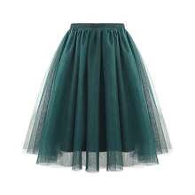 Falda tutú para mujer, falda Retro de los años 50, fiesta de tul, enagua Rockabilly de Ballet, vestido de baile, falda de malla para Cosplay - Verde Oscuro - Ver 4