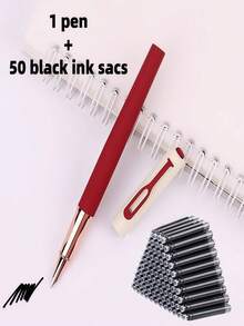 Bộ 1 bút bi + 50 hộp mực thay thế / (1 bút bi kim loại + 50 hộp mực thay thế), Màu sắc cổ điển, Lớp phủ mờ, Thích hợp cho viết hàng ngày, trường học, văn phòng, ký tên kinh doanh, Lựa chọn quà tặng tuyệt vời - Bộ 51 món - Xem 15