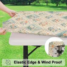 1pc Floral Pattern Rectangular Tablecloth, Reusable Elegant Botanical Plaid Tablecloth Suitable For Picnic, Party, Restaurant, Home Decor - A - View 5