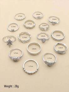 15pcs Sun & Water Drop Decor Ring - 古董銀器 - 查看 4