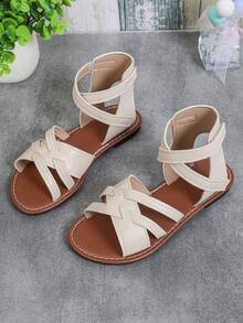 2026 Summer New Roman Style Comfortable Non-Abrasive Casual Flat Children Sandals, Versatile - White - View 3