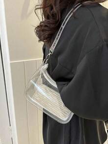 透明男士演唱會協奏曲PVC包，男女皆宜，適合運動賽事，新款透明韓風果凍包，網紅時尚單肩腋下包，女款韓風時尚斜挎手機包 - 彩色 - 查看 5