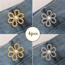 Khóa cài hình hoa và ngọc trai, khóa điều chỉnh eo quần jeans không cần đục lỗ, khóa cố định eo quần. - nhiều màu - Xem 15