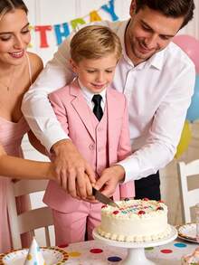 2026 Boys 5-Piece Formal Suit Set, Kids Wedding Communion Easter Tuxedo, Jacket Vest Pants With Shirt And Tie, Gentleman Formal Outfit - màu đen - Xem 6