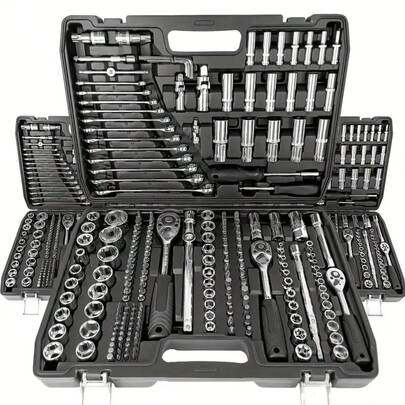 46pcs Ratchet Wrench Set With Socket Set, Multifunctional Portable Maintenance Tool Kit With Advanced Torque Wrench And Extension Bar, Suitable For Car, Bicycle Repair And Home Use, Manual Wrench, Including Storage Box