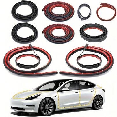 Bộ 6/9 miếng gioăng cửa xe hơi cho Model 3 Y, giảm tiếng ồn gió, phù hợp với cửa, cốp và cột A/B, giải pháp chống nước, khớp chính xác với phụ tùng ô tô, lắp đặt liền mạch, bảo vệ lâu dài, gioăng cửa xe hơi giảm chấn, dễ lắp đặt, gioăng chắn gió tự dính, bền và chống nước cho cửa xe.