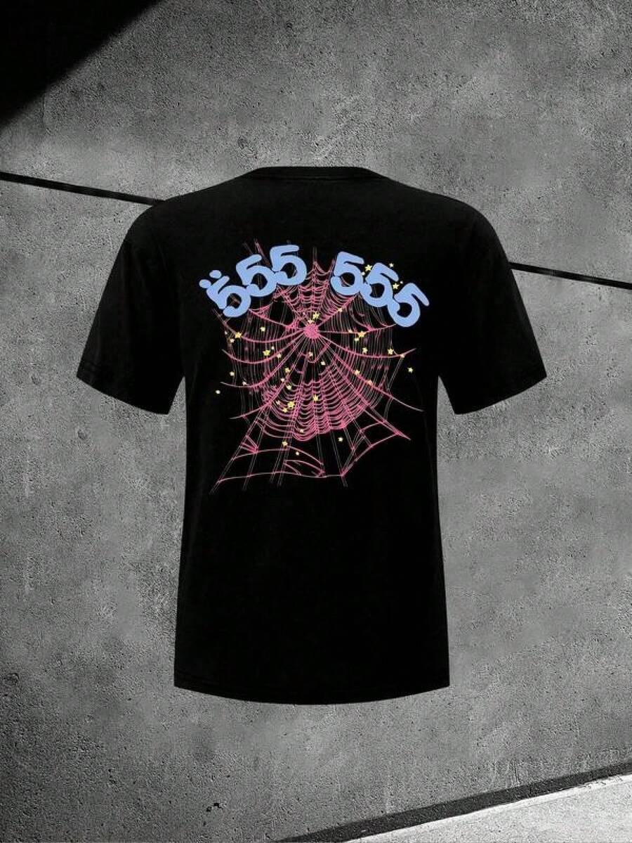 555 Spider Web Graphic (180 Cotton T-Shirt) Men's Round Neck And Short Sleeves, Casual Cotton, Casual Fashion, Suitable For Indoor And Outdoor Wear And Holiday Gifts Women Y2k Spring Clothes Women Cotton Clothes Women Tops Cute Tops White Tops Streetwear Women Black Tops For Women 90s Party Outfit Baggy T Shirts Baggy Top Cotton T Shirt Women T Shirt Women Tshirts For Women Women Y2k Spring Clothes Women Cotton Clothes Women Tops Cute Tops White Tops Streetwear Women Black Tops For Women 90s Party Outfit Baggy T Shirts Baggy Top Cotton T Shirt Women T Shirt Women Tshirts For Women - màu đen - Xem 1