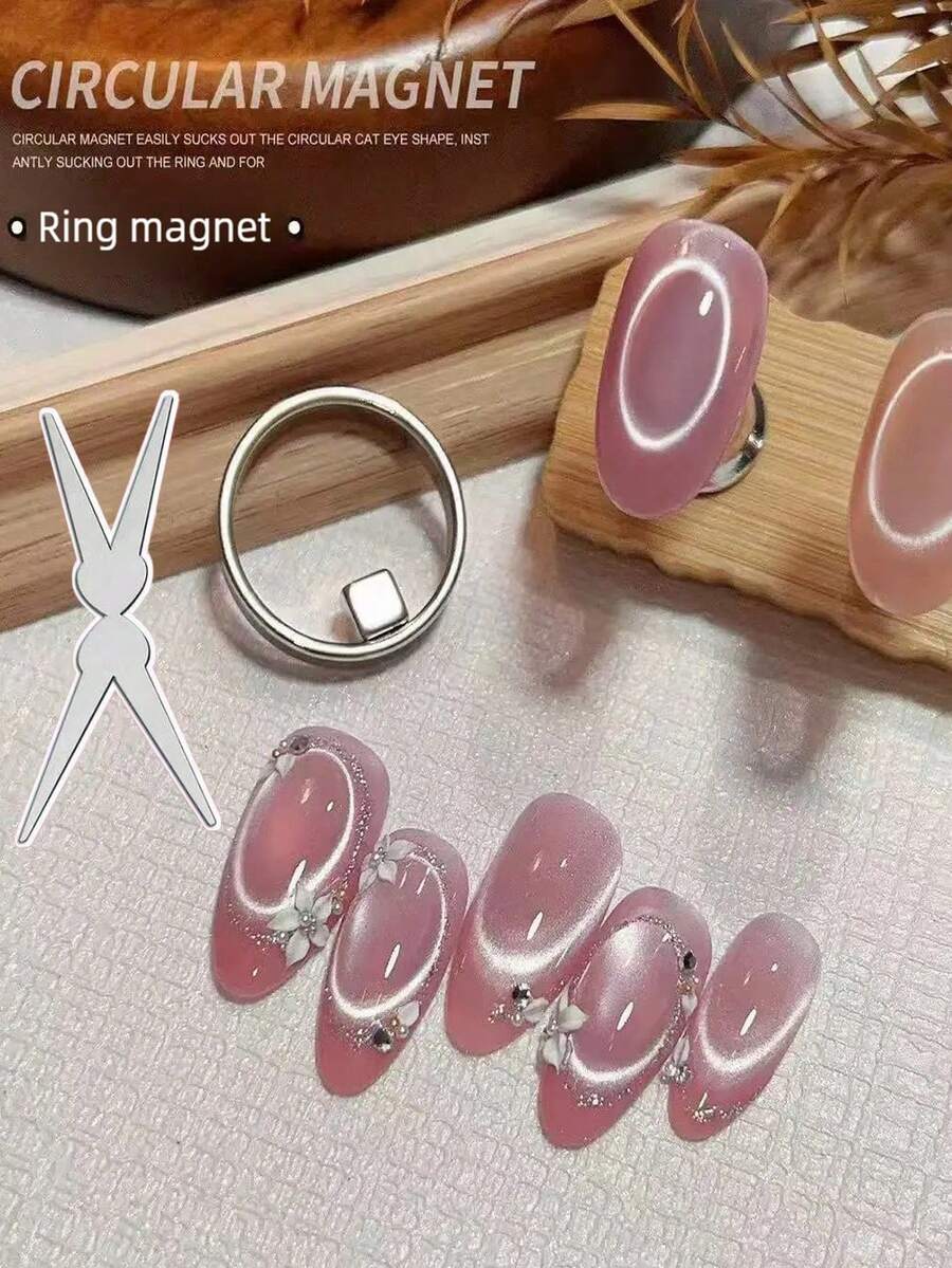 Bộ 2 dụng cụ vẽ móng mắt mèo rỗng 3 giây: Vòng từ tính mạnh, phù hợp cho người mới bắt đầu, dễ dàng tạo kiểu móng mắt mèo lỗ đen. - Nhiều màu - Xem 1