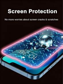 2pcs Pink Luminous Air Cushion Screen Protector, Made Of High-Hardness Tempered Glass, Durable And Scratch-Resistant, Compatible With IPhone 17 ProMax/16 ProMax/15 ProMax/14 ProMax/13 ProMax/12 ProMax/11 ProMax/17 Pro/16 Pro/15/14/13/12/11 Series - Black - View 5