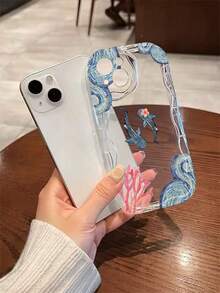 1个鲸鱼海洋元素图案奶油色透明防摔手机壳，TPU材质，适合作为节日礼物，兼容苹果iPhone Xs/Xs Max/Xr/11/12/13/14/15/16 Pro/Pro Max/14/15/16 Plus/17，男女通用 - 彩色 - 查看 1