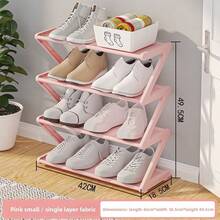 1pc 4-Tier Z-Shaped Plastic Shoe Rack, Freestanding Large Capacity Multi-Functional Storage Organizer, Tool-Free Easy Assembly, Stackable & Space Saving. Holds Shoes, Boots, Sundries; Perfect For Hallway, Wardrobe, Living Room, Bedroom & Dorm - Multicolor - View 15