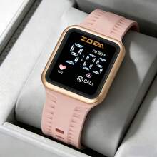 ZOEA Men's LED Touchscreen Watch, Waterproof Silicone Strap, Sporty And Casual Design - akar teratai merah muda - View 6