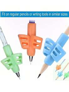 5pcs Ergonomic Pencil Grips, Suitable For Students Writing, Silicone Material Writing Aid For Preschool Children, Correct Finger Posture, Reduce Hand Fatigue, Multi-Color Options - Two-finger Pen Grip - View 8