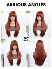 Tóc giả cosplay Makima màu cam đỏ ombre dài thẳng dành cho nữ, tóc giả tổng hợp có mái, sợi chịu nhiệt, quà tặng cho bé gái, quà tốt nghiệp mùa hè, quà tặng làm sẵn, quà Halloween và Giáng sinh. - Cam bẩn - Xem 9