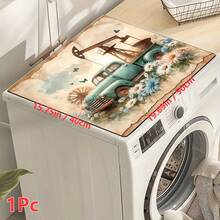 1pc Vintage Truck Pattern Printed Washing Machine Dust Cover Mat, Rubber Soft Bottom, Laundry Room Accessory, Washing Machine Top Protective Pad, Quick Absorbent And Dry, Refrigerator Dust Cover, Coffee Maker Countertop Absorbent Mat, Diatomite Draining Mat, Modern Laundry Room And Kitchen Appliance Washing Machine And Dryer Dust Cover, Home Decor, Kitchen And Dining Room Decor - Multicolor - View 14