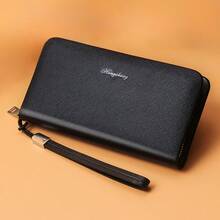 1pc Men's Fashion Classic Long Wallet, Business Casual Large Capacity Zipper Wallet, Multi-Function PU Leather Card Holder, Portable Coin Purse For Daily Use. Provides Multiple Color Options, With 8 Card Slots, 1 Zipper Pocket And 4 Bill Compartments, An Excellent Gift Choice For Men. - Multicolor - View 4