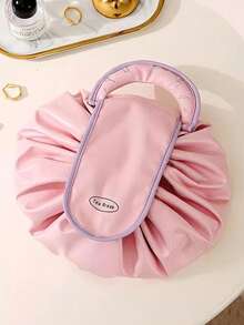 RANCAI 1pc Slouchy Cosmetic Bag, Women's Large Capacity Portable Travel Organizer Pouch, French Drawstring Closure Skincare Products Storage Bag - Multicolor - View 10