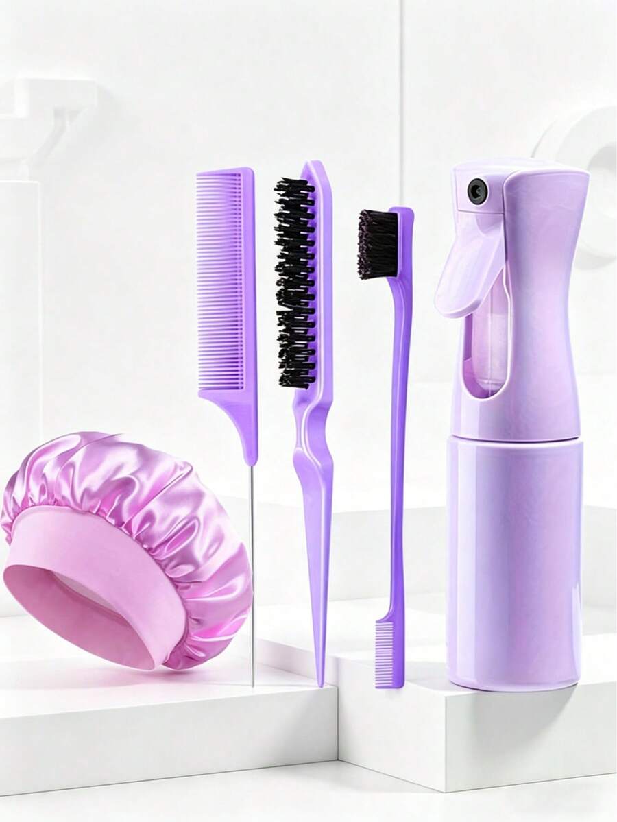 3件套/5件套美发梳套装，含发胶瓶、睡帽、尖尾梳、蓬松梳、定型发梳，沙龙美发工具