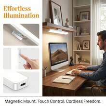1pc LED Cool Desk Lamp, Touch Control, 3 Color Temperatures & Dimmable, Magnetic Installation, USB Rechargeable, Adjustable Angle, Handheld, Suitable For Reading, Office, Wardrobe, Cabinet, Stairs, Etc. - one-size - View 2