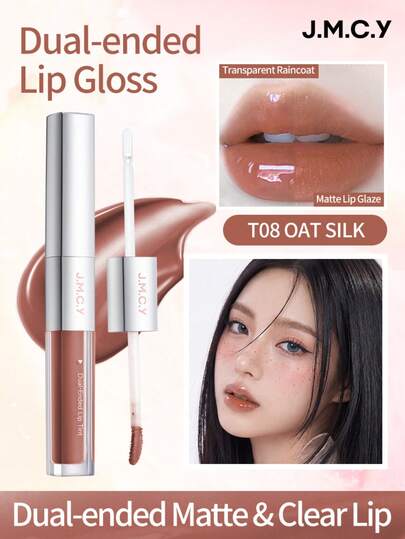 J.M.C.Y Brillo de labios de doble punta, tinte de labios hidratante con acabado espejo, color de labios a prueba de manchas y de larga duración
