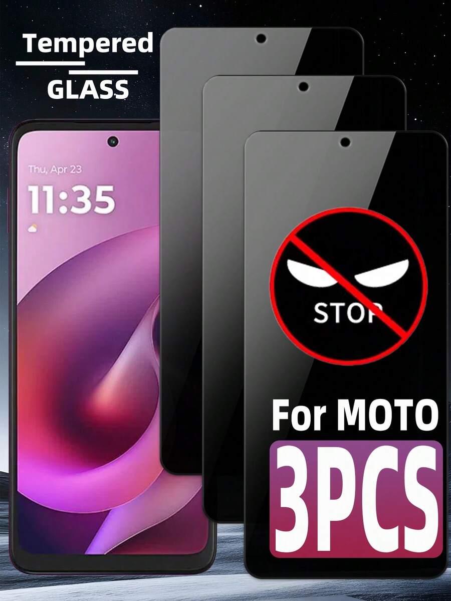 Bộ 3 miếng dán màn hình điện thoại Android chống sốc, kính cường lực bảo mật, chống nhìn trộm, độ cứng cao, chống bám vân tay, chống trầy xước, dễ dàng lắp đặt, tương thích với ốp lưng điện thoại Android, quà tặng Ngày của Mẹ. - màu đen - Xem 1