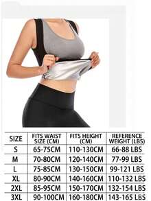 Women's Sauna Sweat Vest, Heat-Trapping Workout Tank Top & Waist Trainer Shapewear For Gym, Home Fitness And Everyday Training, Plus Size - Black Outside, Silver Inside - View 7