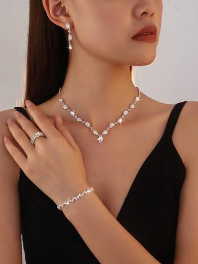 Glamorous Shiny Geometric Waterdrop Women's Jewelry, Suitable For Daily Wear, Vacation, Holidays, Gifts, Weddings And Parties