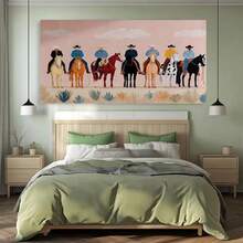 Enmarcado  decorativo de vaquero del oeste,   - Decoración moderna de rancho del suroeste con 6 caballos, cactus y sombreros de vaquero, fácil instalación con gancho/adhesivo/de pie, póster de varios tamaños para oficina, temática del oeste, 2D plano, perfecto para la decoración de habitaciones. - Enmarcado - Ver 6