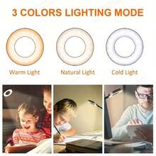 Đèn đọc sách LED USB điều chỉnh 3 mức độ sáng, ánh sáng trắng ấm/trắng, thích hợp cho việc đọc sách ban đêm. - Một cỡ - Xem 3