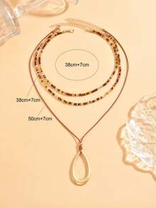 Bộ 3 dây chuyền hạt cườm thủ công phong cách Bohemian với mặt dây chuyền hình giọt nước hình học, trang sức thời trang phù hợp với trang phục hàng ngày của phụ nữ, du lịch nghỉ lễ, dự tiệc và các lễ hội âm nhạc. - Nhiều màu - Xem 5