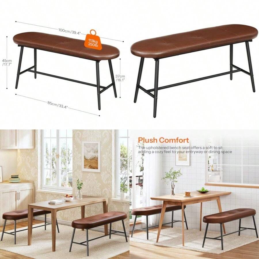 HOOBRO CB100CD01G1 - Banco de comedor - Marrn y negro - Ver 1