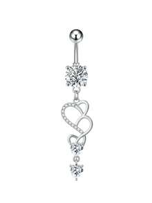 1 chiếc khuyên rốn đa năng hình bướm, hoa, môi đính đá Zirconia đồng, làm bằng thép không gỉ, thích hợp đeo hàng ngày. - Nhiều màu - Xem 20