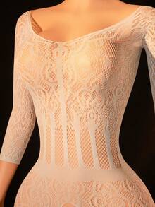 1 bộ đồ lót gợi cảm dành cho nữ, áo liền thân lưới, áo bodysuit lưới, tay dài xuyên thấu, áo khoác ngoài bikini ôm sát, trang phục hóa trang gợi cảm cho bữa tiệc, ngày Valentine. - trắng - Xem 5