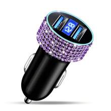 1件裝鑽石閃亮 2/4/6/8孔車用充電器，3合1充電線，快速充電，Type C、USB，車用轉接頭，USB A轉Type C、Type C轉Type C，相容手機、行車記錄器、GPS，男女適用，節日/生日禮物 - 彩色 - 查看 23