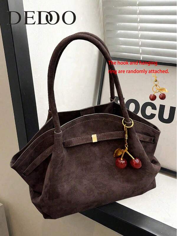 Dedoo 1 pièce Sac fourre-tout  FEISTURE (avec accessoires), sac à main élégant et mature de grande capacité en couleur unie, sac de style rétro pour le travail