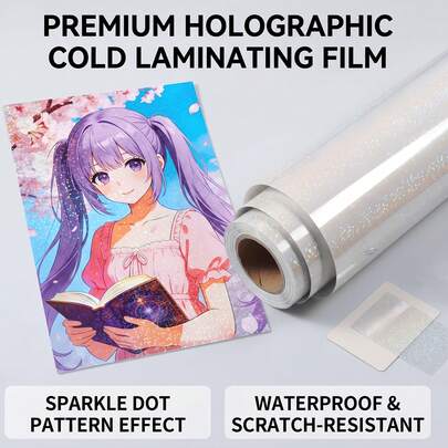 Carta adesiva olografica, vinile olografico trasparente autoadesivo, resistente all'acqua, fogli laminati trasparenti con overlay arcobaleno