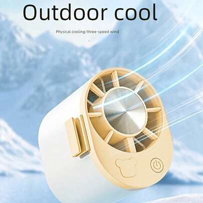 Portable Neck Fan, Wearable Waist Fan With 3 Speed Adjustable, USB Rechargeable Dual Power Supply For Outdoor Camping Hiking Work, Summer Cooling Personal Fan
