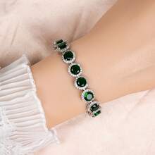 1pc 17.5cm+2.5cm Women's Fashion Bracelet, Jewelry, Minimalist | Elegant, Detachable Extension Clasp, Adjustable Length, Inlaid Colorful Zirconia, Hypoallergenic, Suitable For Women's Daily Wear | Festivals | Multiple Occasions, Great Gift For Girlfriend Or Best Friend - Bracelet - View 14