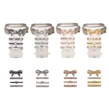 4pcs Zinc Alloy Pendant, Sparkling Rhinestone Bow & Crystal Ring Decorations, Luxury Shiny Watch Accessory Set, Suitable For Women To Make Your Watch More Charming And Brilliant (Watch Band Not Included) - Mouldless - View 4