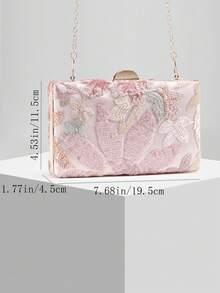 New European And American Fashion Pearl Embroidered Evening Clutch, Suitable For Parties, Galas, Weddings, Random Pattern - Pink - View 6