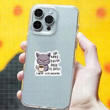 1/2/5 Miếng Dán "Cà Phê Và Sự Điên Rồ?", Hình Một Chú Mèo Nhỏ Khó Chịu đang Cầm Cốc Cà Phê, Đôi Mắt Đầy Phản Kháng, Thích Hợp Dán Lên Máy Tính Xách, Bình Nước, Ly, Ốp Điện Thoại, Cửa Kính Xe Hơi, Nhựa, Kính, Kim Loại. - A - Xem 9