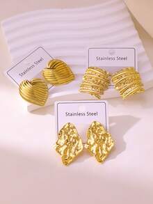 Elegante y lujoso set de aretes de presión de aceite, hecho de acero inoxidable de alta calidad, adecuado para uso diario, bodas, fiestas, vacaciones y regalos para el Día de la Madre - Pendientes nuevos - Ver 6