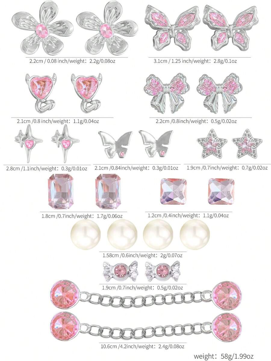 26pcs Girly Crystal Bow Decorative Buttons For DIY Sandals - Silver - View 1