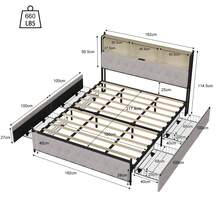 Superaly Upholstered Bed 180 X 200 Cm, Modern Double Bed With Storage, 4 Large Drawers, Headboard, Slatted Frame, Storage Bed Frame, Youth Bed, Velvet, Beige - 米色 - 查看 11