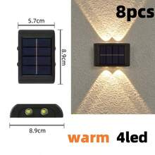 2/4/6/8 piezas Luces de pared solares de alta eficiencia, iluminación con sensor automático, lámparas LED rectangulares IP44 para exteriores, iluminación de paisaje para patio y pared exterior - 4 LED - Ver 12
