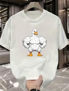 Men's Summer T-Shirt With Vintage Print - White - View 6