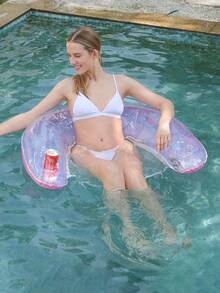 Inflatable Pool Float Chair - Luxury Lounger With Built-In Glitter Paper, 2 Cup Holders And Handles, Suitable For Beach, Lake And Swimming Pool Water Seating - Inflatable Flotation Device - View 3