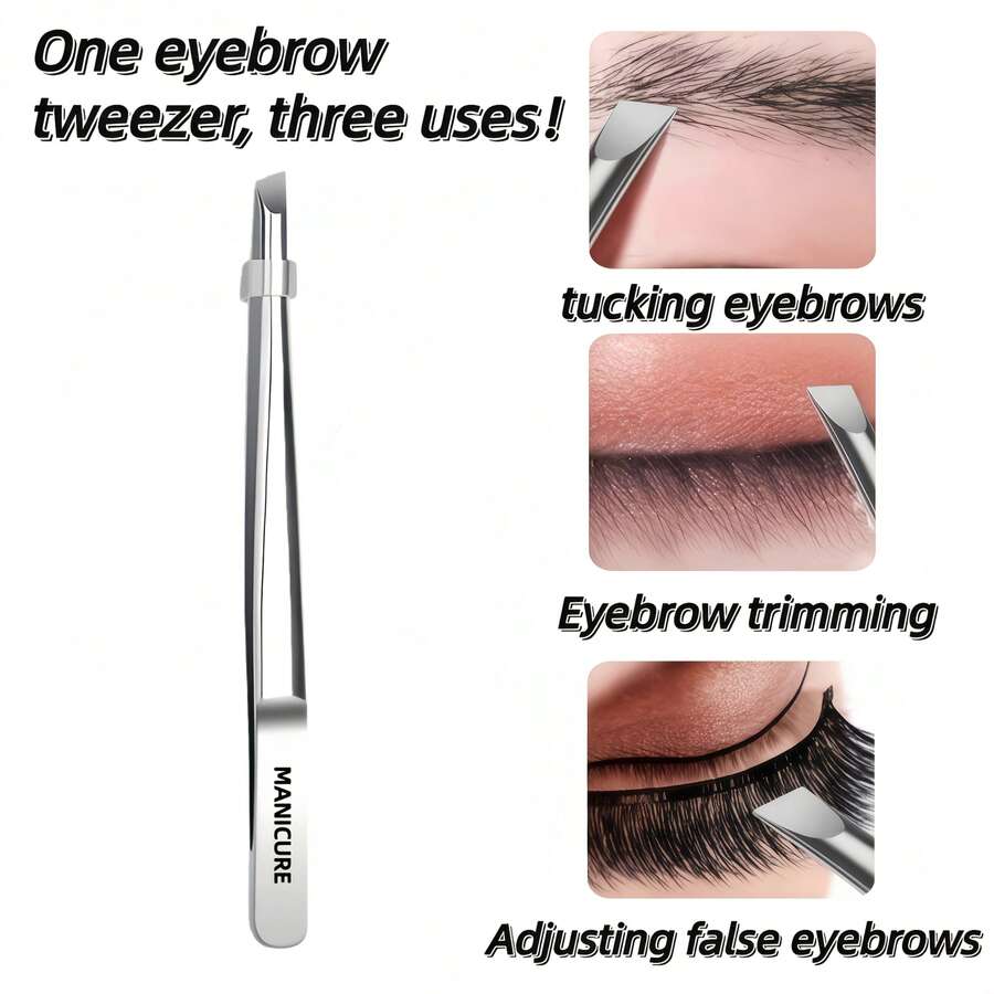 High Quality Stainless Steel Eyebrow & Mustache Tweezers | Multi-Functional Beauty Care Tool - Multicolor - View 1