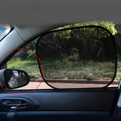 4 قطع شاشة ظل للنافذة الجانبية للسيارة - شاشة ظل قابلة للتعديل بكوب شفط، غطاء جانبي من شبكة تنفس، مناسبة لأي مركبة، بنمط شبكي أسود، واقي شمس للسيارة، تبريد داخلي، ستارة من قماش شبكي