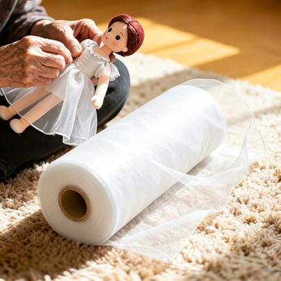 لفة واحدة من التول الأبيض، بقياس 11.81 * 1800 بوصة / 3600 بوصة و 5.9 * 1789.76 بوصة / 3589.76 بوصة (أحجام متعددة متاحة). مناسبة لمفارش طاولات الزفاف، والحرف اليدوية DIY، وأغطية الرأس للزفاف، وتنانير الباليه، وفساتين الزفاف، وديكورات الطاولة، وديكورات الكراسي، وخلفيات الحفلات، وأربطة ظهر كراسي قاعات الولائم، وستائر ظهر الكراسي، وديكورات الزهور على ظهر الكراسي، وسياجات الدرج، وخلفيات مراسم عيد الميلاد الرومانسية، وديكورات حفلات العطلات لخلق جو رومانسي.